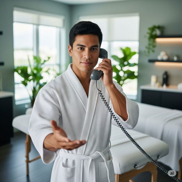 תמונה של מעסה משוחח בטלפון